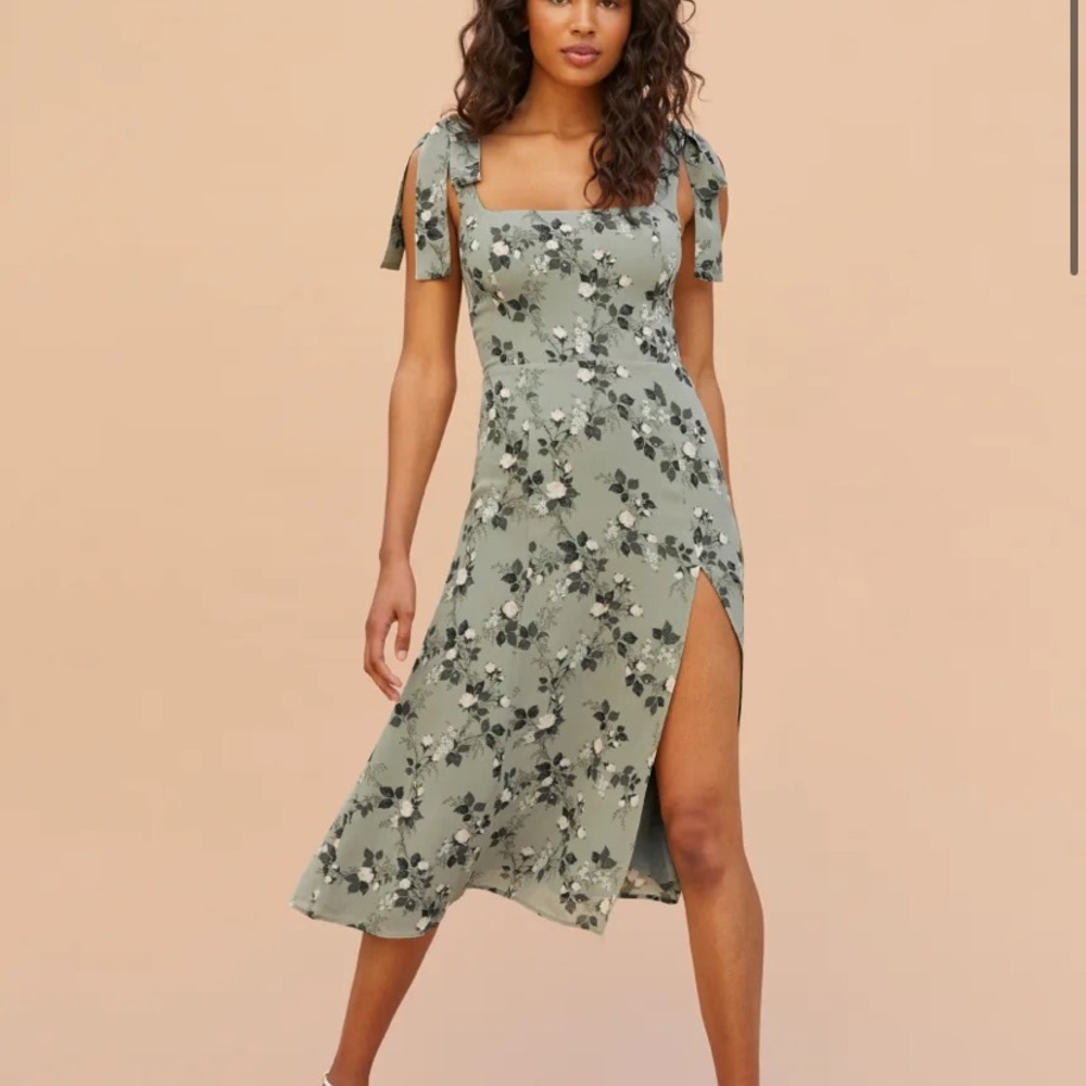 Reformation, green floral twilight dress size 0